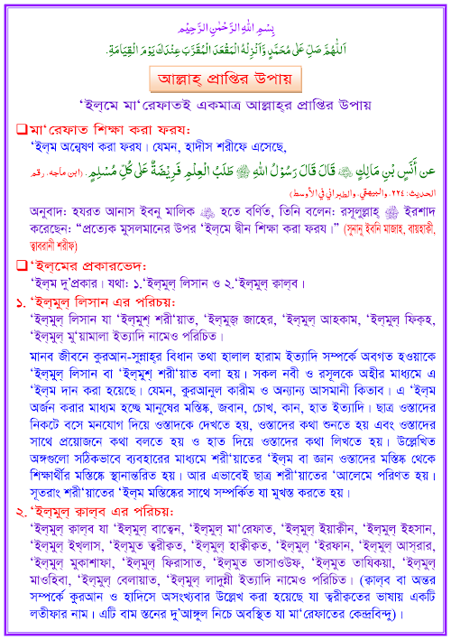 আল্লাহ্ প্রাপ্তির উপায় PDF বই কভার