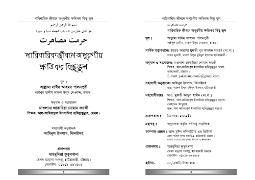 পারিবারিক জীবন অপূরণীয় ক্ষতিকর কিছু ভূল ৯৬ PDF বই কভার