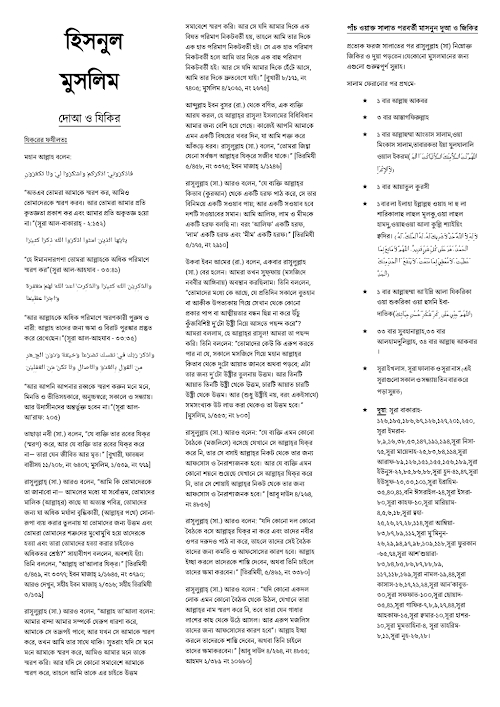 হিসনুল মুসলিমদোয়া ও জিকির PDF বই কভার
